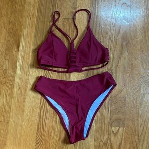 Small Burgandy Cupshe bathing suit